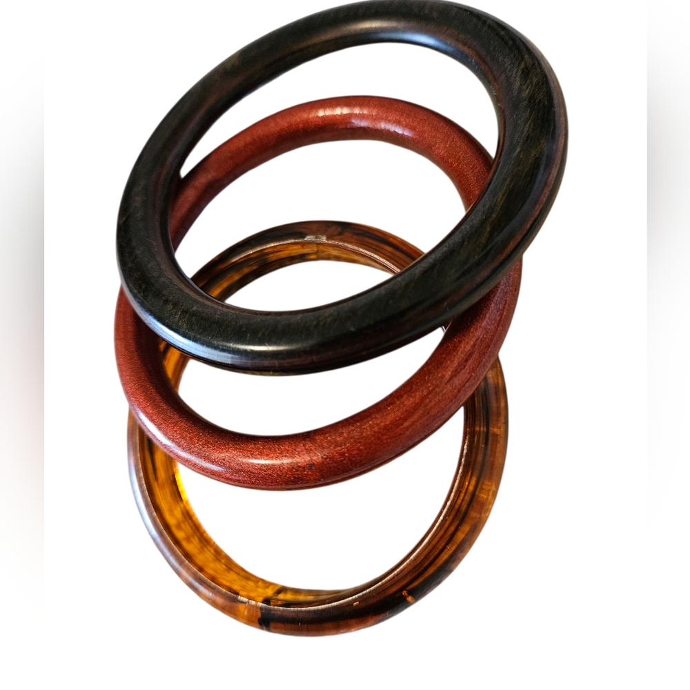 Set of Three Bangles in Black, Red, and Brown